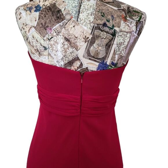 Formal Red Strapless Sweetheart Flowy Long Maxi Dress David's Bridal - Picture 6 of 10